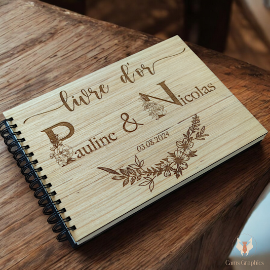 Livre d'or personnalisé en bois mariage