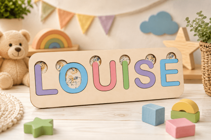 Puzzle éducatif prénom en bois personnalisé