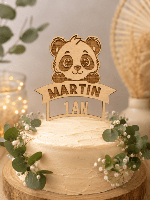 Cake topper personnalisé anniversaire thème panda