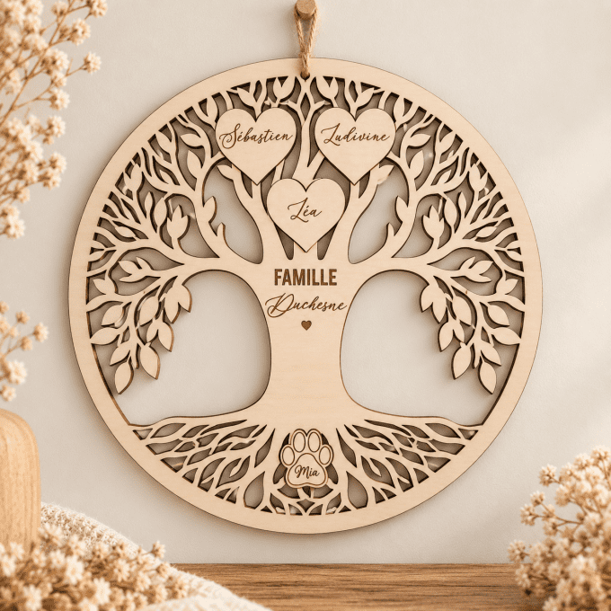 Arbre de vie famille personnalisé en bois