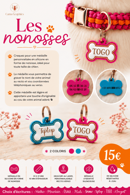Médaille d'identification nonosse en silicone personnalisé