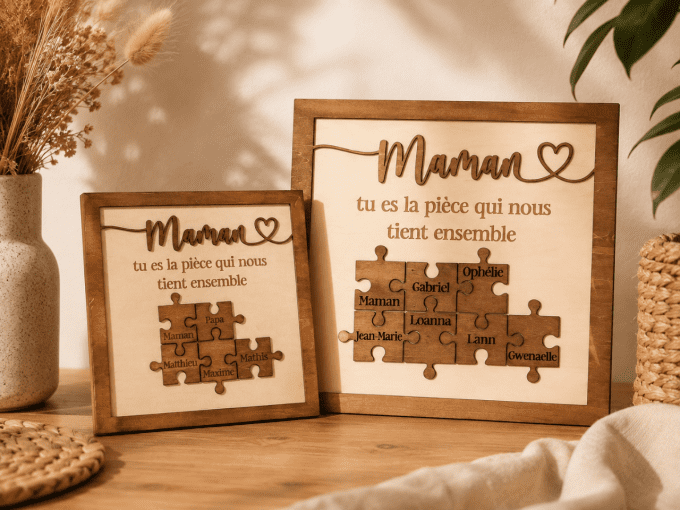 Cadre maman puzzle personnalisées en bois