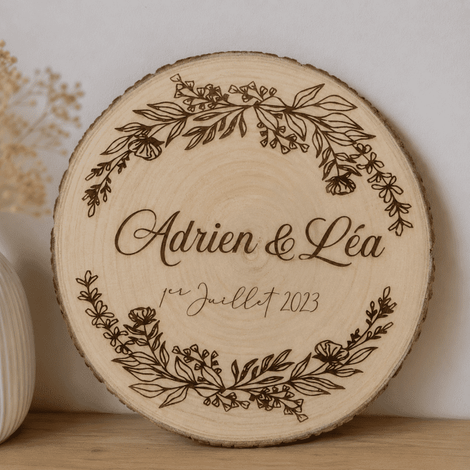 Rondin de décoration personnalisé mariage thème champêtre