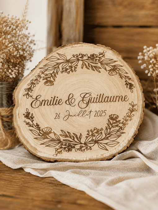 Rondin de décoration personnalisé mariage thème champêtre