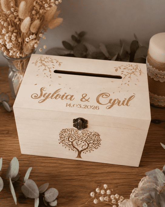 Urne en bois personnalisable mariage thème champêtre - Copie