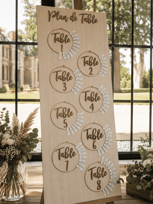 Plan de table personnalisé dans des cercles mariage