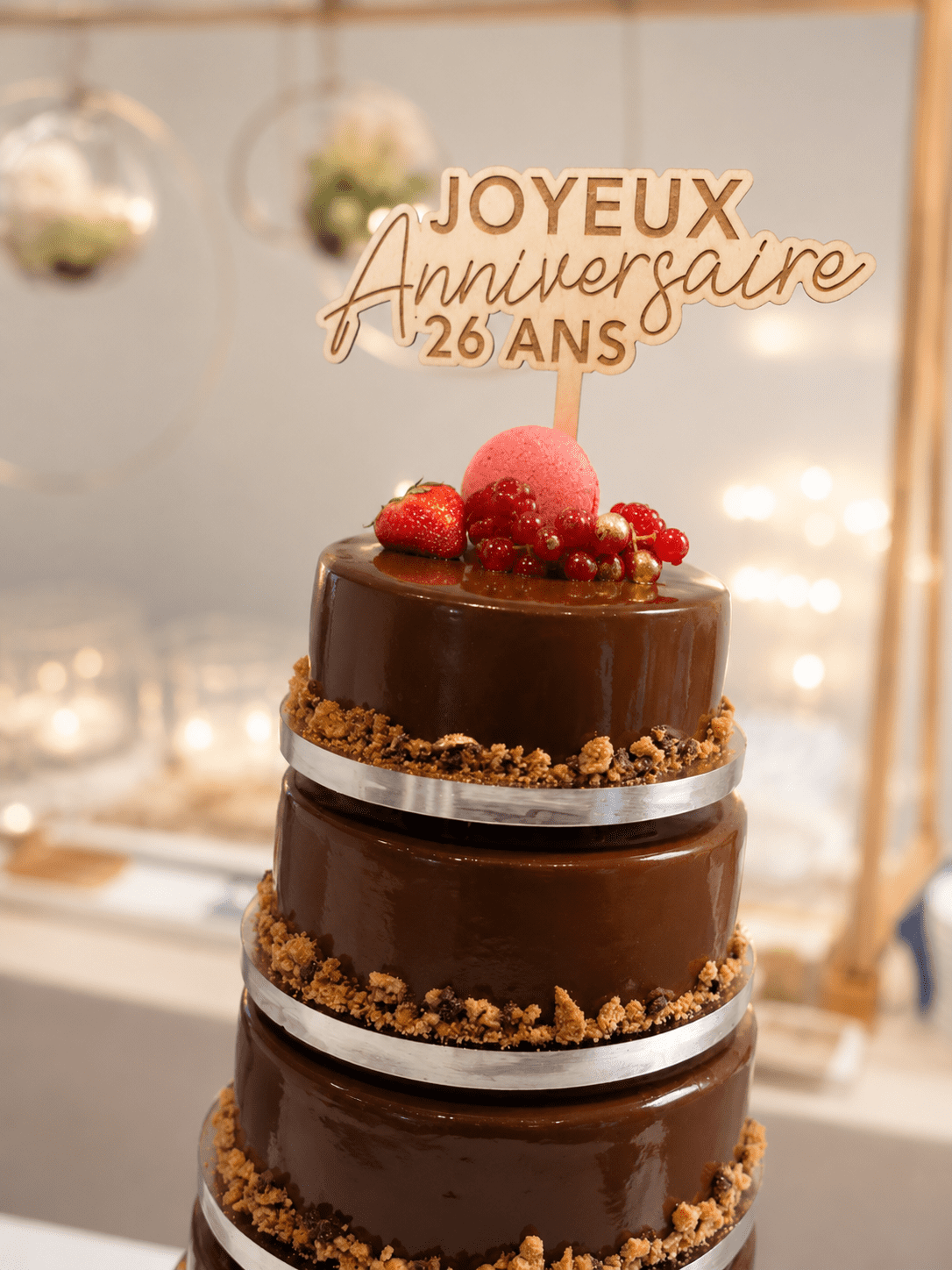 Cake topper personnalisé anniversaire en bois