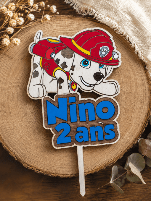Cake topper personnalisé anniversaire pat patrouille