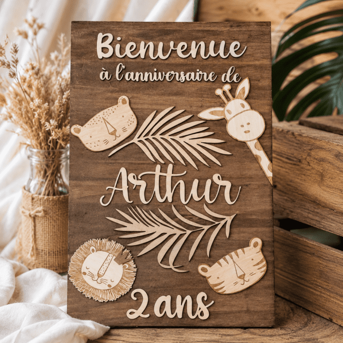 Panneau d'anniversaire personnalisé sur le thème de la savane