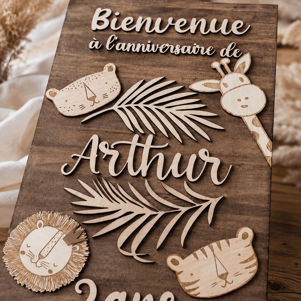 Panneau d'anniversaire personnalisé sur le thème de la savane