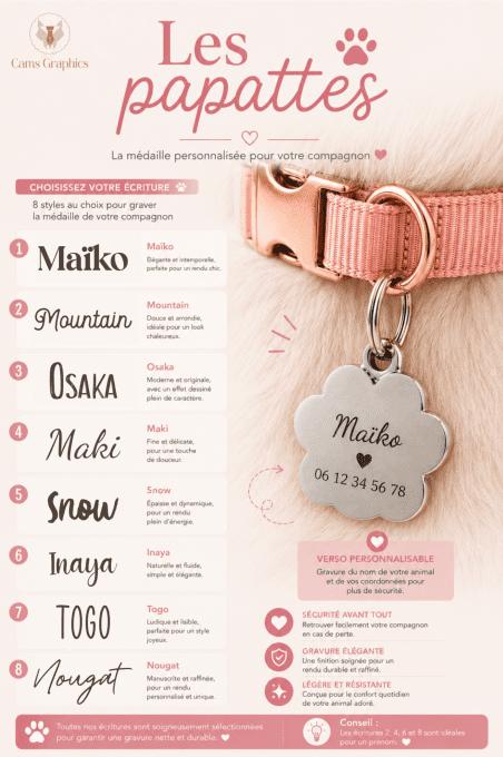 Médaille d'identification pattes de chien personnalisée