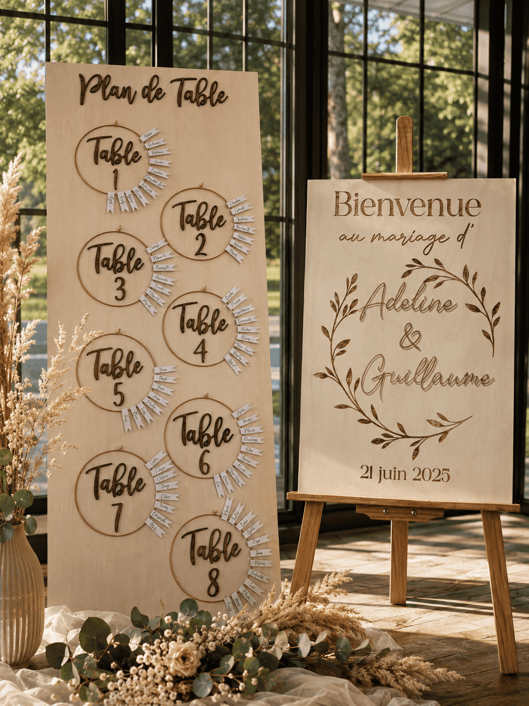 Plan de table et panneau de bienvenue mariage 