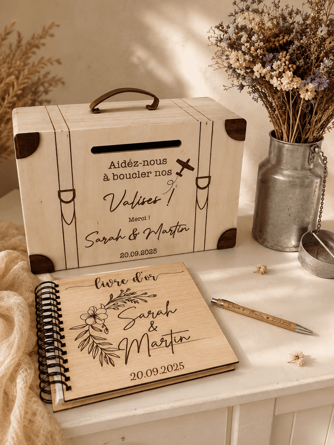 urne valise de mariage et livre d'or 