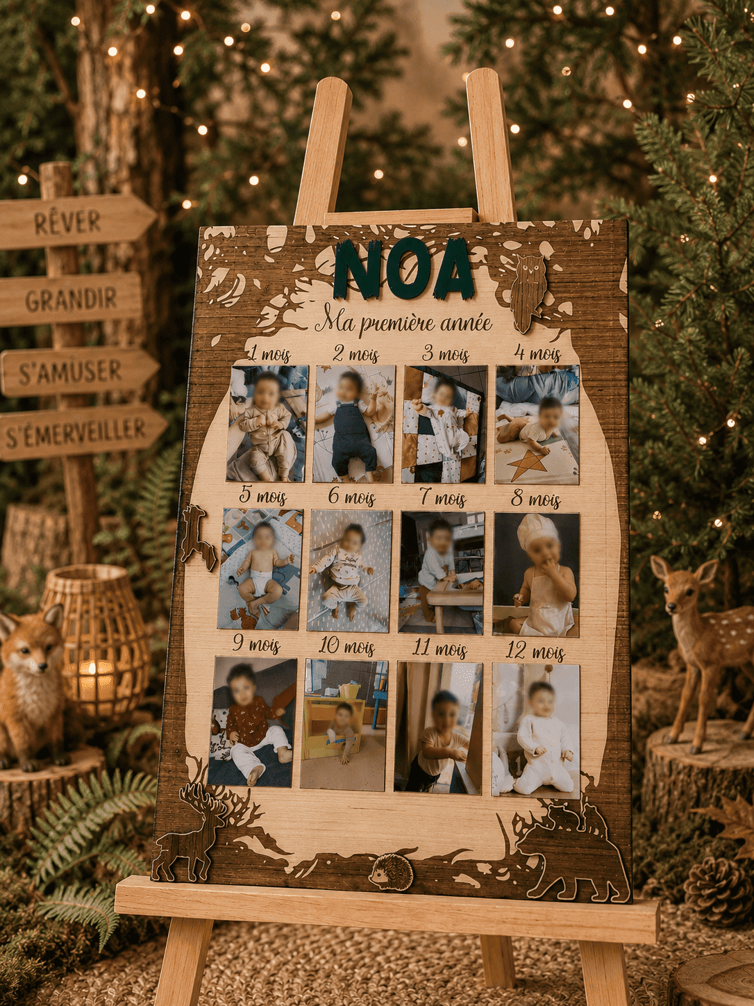 Panneau personnalisé 1 an ma première année thème forêt